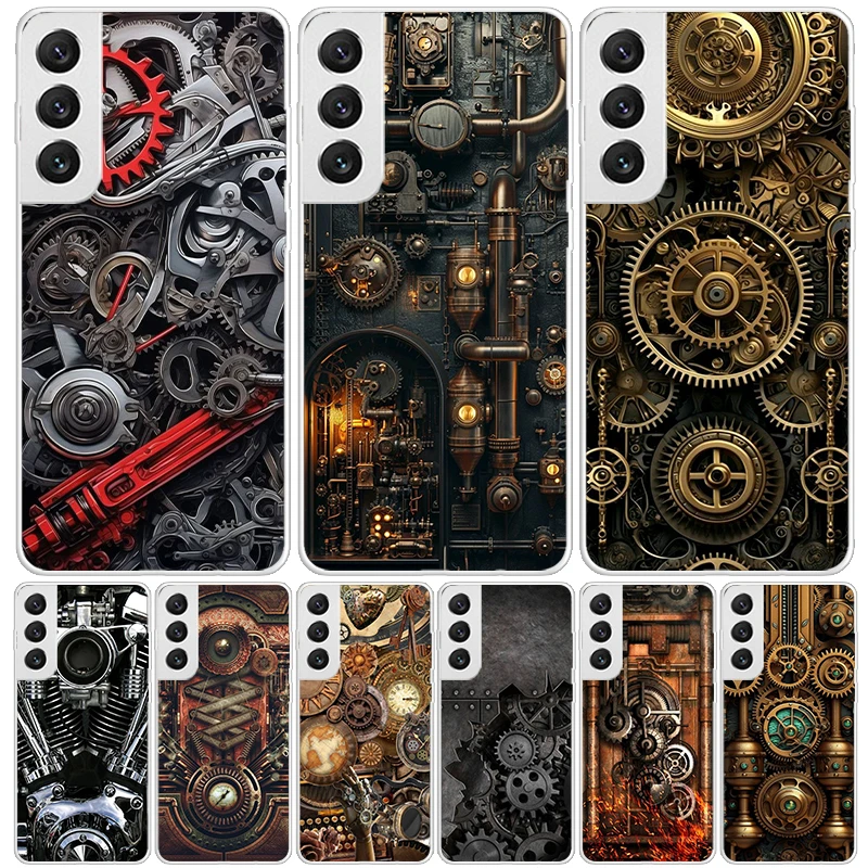 Steampunk Gear Mechanical Phone Case For Samsung Galaxy S24 S23 S22 S21 FE S20 Ultra S10 Plus S10E S9 S8 + Art Customized Coque