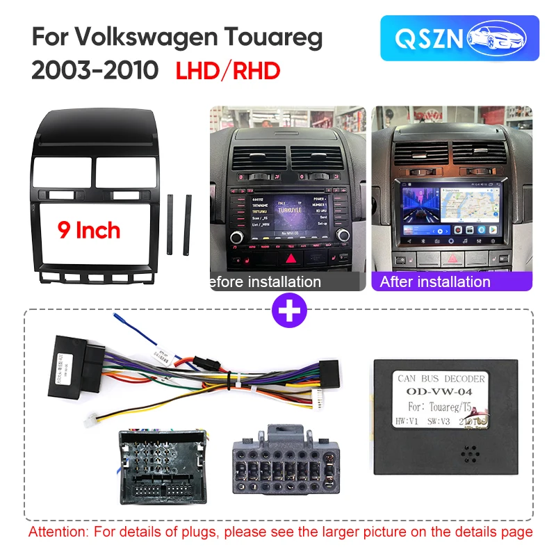 

Для VW Volkswagen Touareg 2003-2010 9-дюймовый LHD/RHD автомобильный мультимедийный радиорамка, лицевая панель, монтажный кронштейн для приборной панели, адаптер