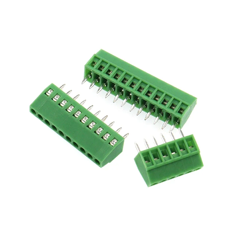 500pcs/lot KF128 Pitch 2.54mm Screw PCB Green Terminal Block Connector 2P 3 4 5 6 12p Copper Plated Tin Pin