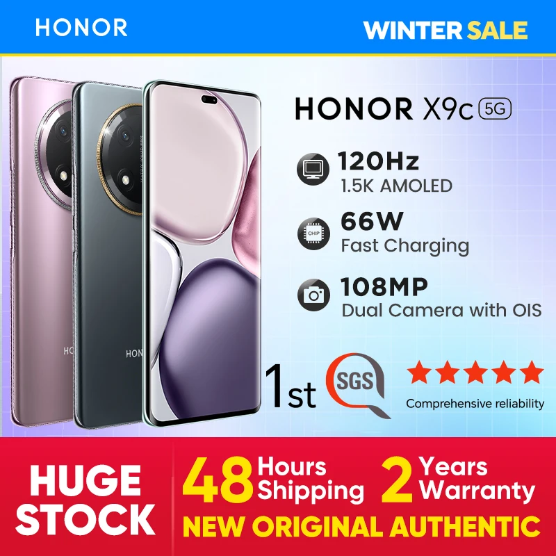 HONOR X9c 5G SmartPhones global version Android mobile Snapdragon 6 Gen 1 CPU 108MP Camera 6.78 inches AMOLED