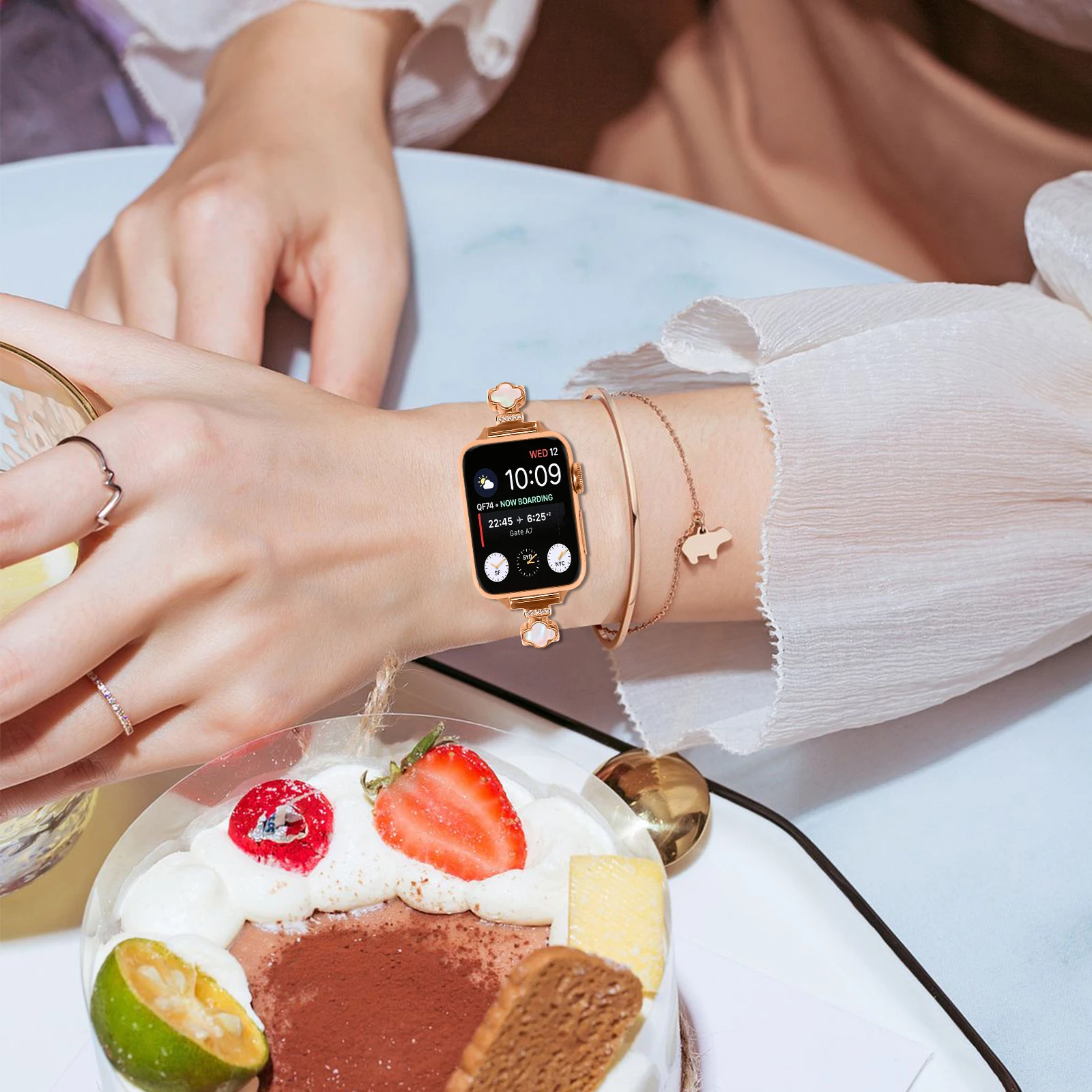 Cinturino in metallo da donna per cinturino Apple Watch 38mm 46mm 42mm 49mm 41mm 45mm 44/40mm 10 9 8 7 SE 6 5 Ultra 2 cinturino Iwatch