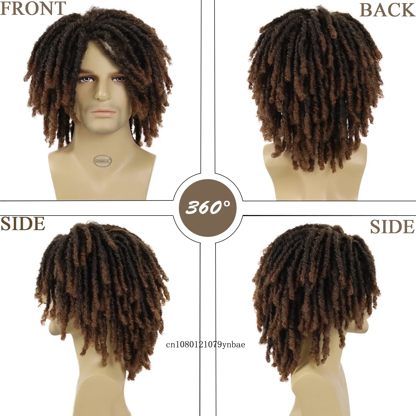Braided Wig Men Synthetic Hair Halloween Costume Cosplay Daily Wig Curly Afro Hairstyles Disco Carnival Party DreadLock Wigs
