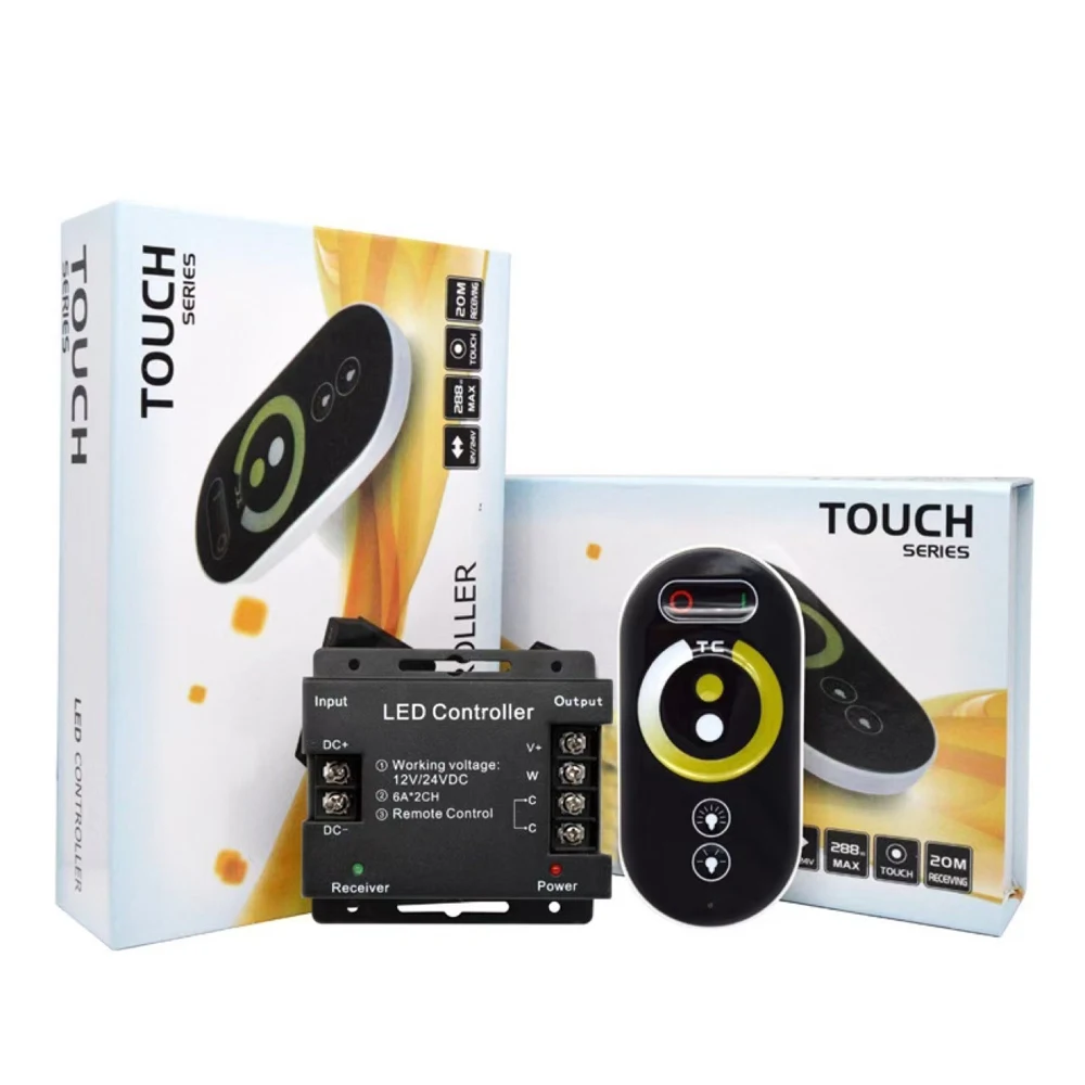

DC12V-24V 6A 2-channel touch 6KEY RF dual-color temperature controller for 2835 5050 COB CCT LED Strip