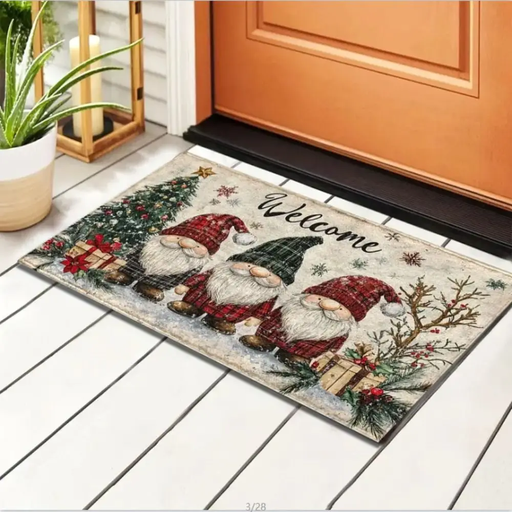 40*60cm Christmas Absorbent Bath Rug Mat Quick Dry Square Xmas Non-slip Area Bath Rug Ultra Thin Crystal Velvet