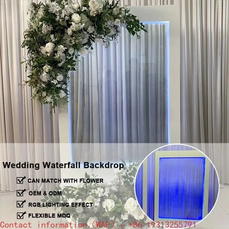 

【Best-selling】Glass Waterfall Welcome Sign LED Flowing Water Light Ornament for Wedding Scene Decor
