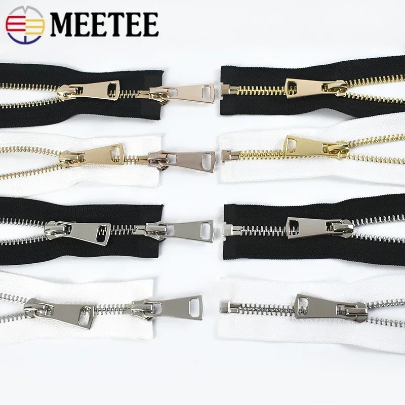 1Pc 5# 60-150cm Metal Zipper Single/Double Sliders Long Open-end Zips for Jacket Clothes Down Repair Kit DIY Sewing Accessories