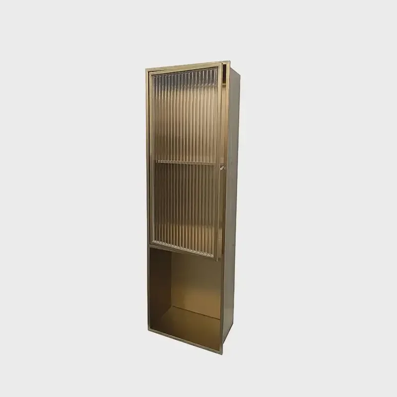 Stainless steel niche baffle with glass door wall cabinet living room toilet recessed bathroom rack finished product