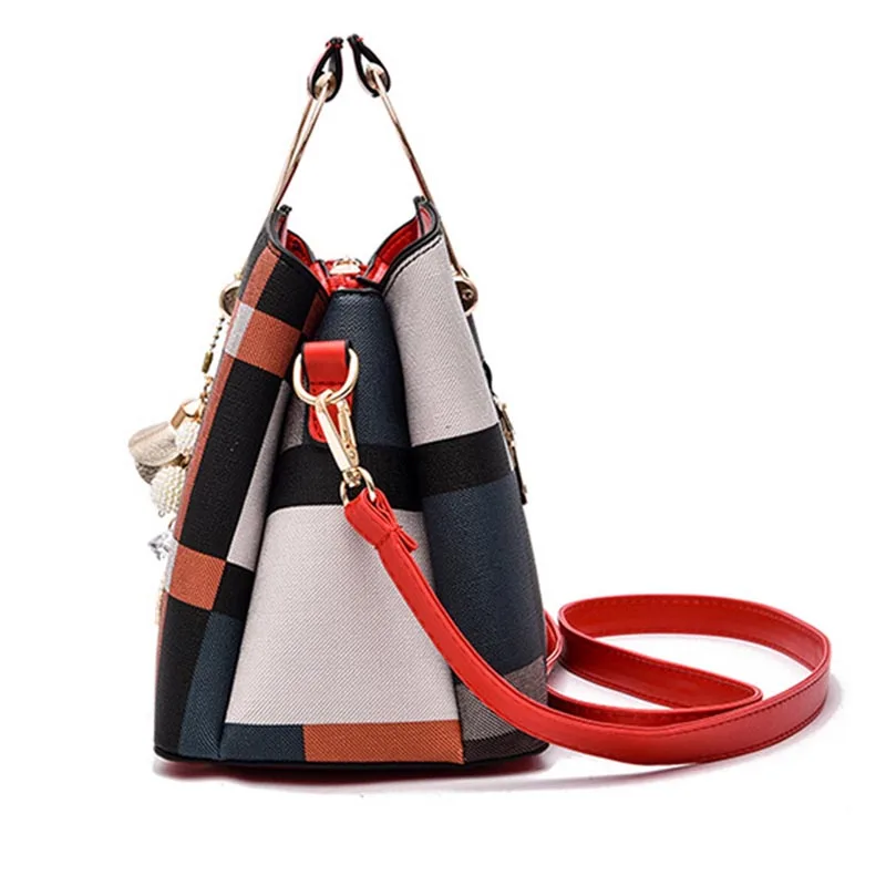 Elegant Splicing Shoulder Bag for Women Luxury Top-handle Handbags Fashion Brands PU Leather Messenger Crossbody Bag Phone Purse