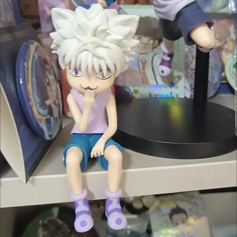 11cm Anime HUNTER HUNTER Killua Zoldyck q-version Sitting posture Action Figure PVC Mode Toy Computer desk ornament Gifts boxed