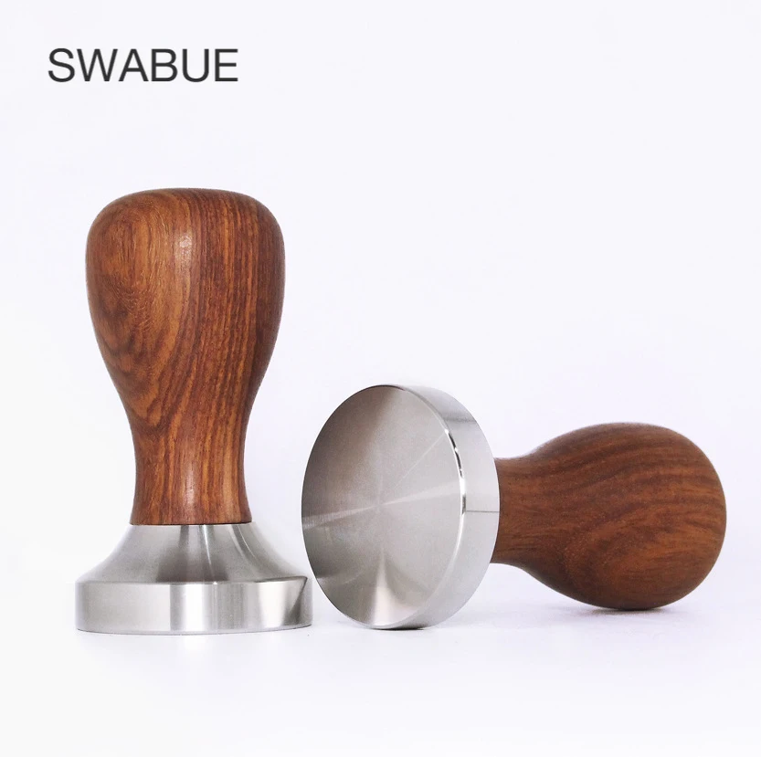 

49/51/58mm Flat Sandalwood Coffee Bean Tamper Handle Powder Hammer Stainless Steel Coffee Press Espresso Accessories Coffee