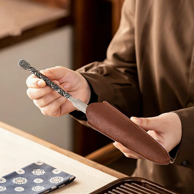 Leatherwork Knives - Stainless Steel Tea Knife with Leather
