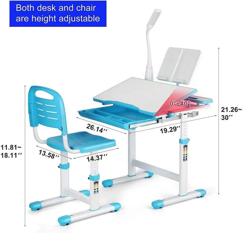 Children Drawing Study Table Chair Set Pink Blue Home use Student Chair Desk Kids Gym Primary school desk & chair sets cheap