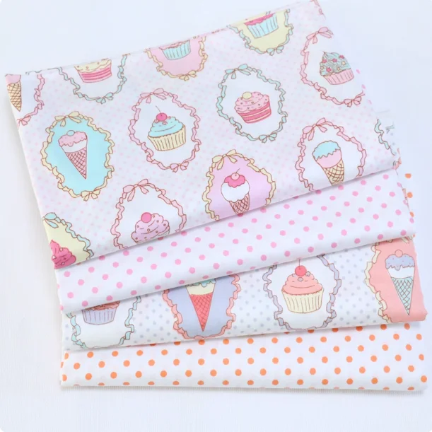 160x50cm 100% Cotton Fabric, Pure Cotton Cartoon Printed Fabric, Ice Cream Dot Pattern, Children's Bedding Cover Sewing Cloth