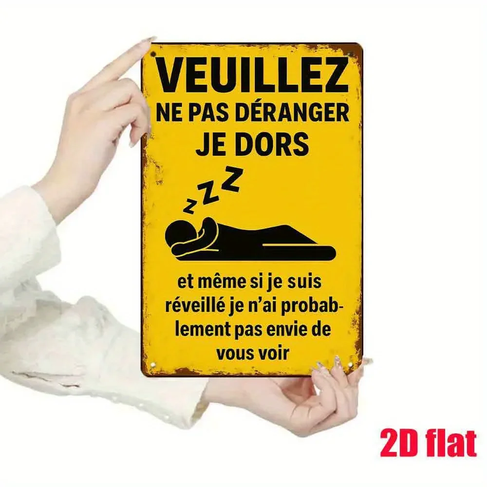 CIFBUY Vintage French Do Not Disturb I Am Sleeping Aluminum Wall Art Waterproof Wear Resistant Decor for Home Garden Bedroom Bat
