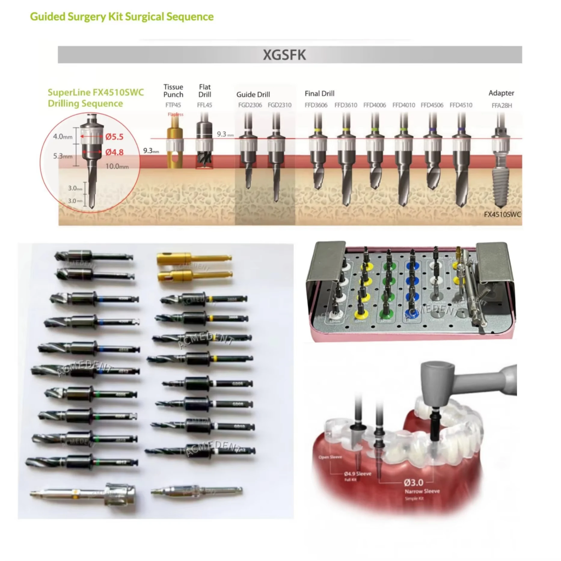 Teeth Guided Tool Guide Full Kit Digital Implant Planning Drills Tissue Punch Fixture Adaptor Final Drill Sleeves