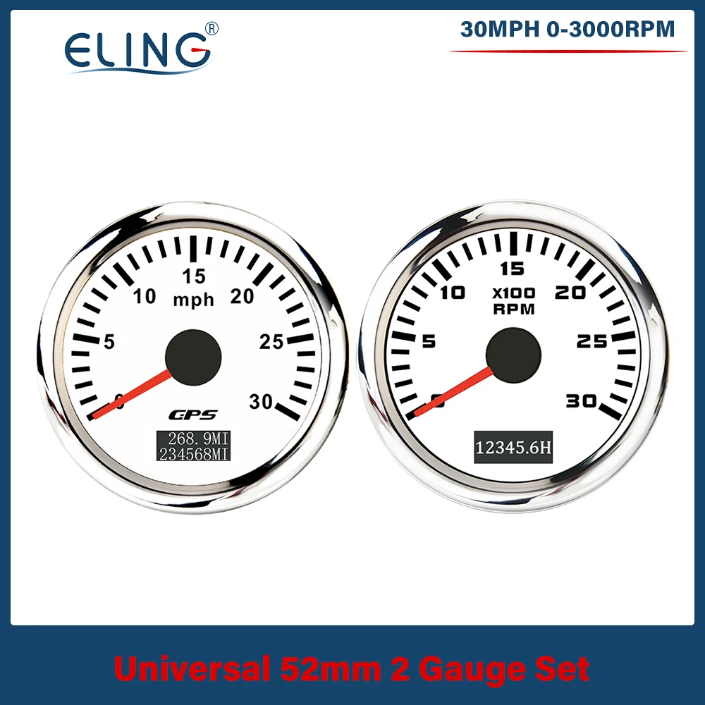 

ELING Car Boat Universal 52mm 0-60MPH 0-80mph 120MPH GPS Speedometer + 3000RPM 6000RPM 0-7000RPM Tachometer with Backlight 9-32V