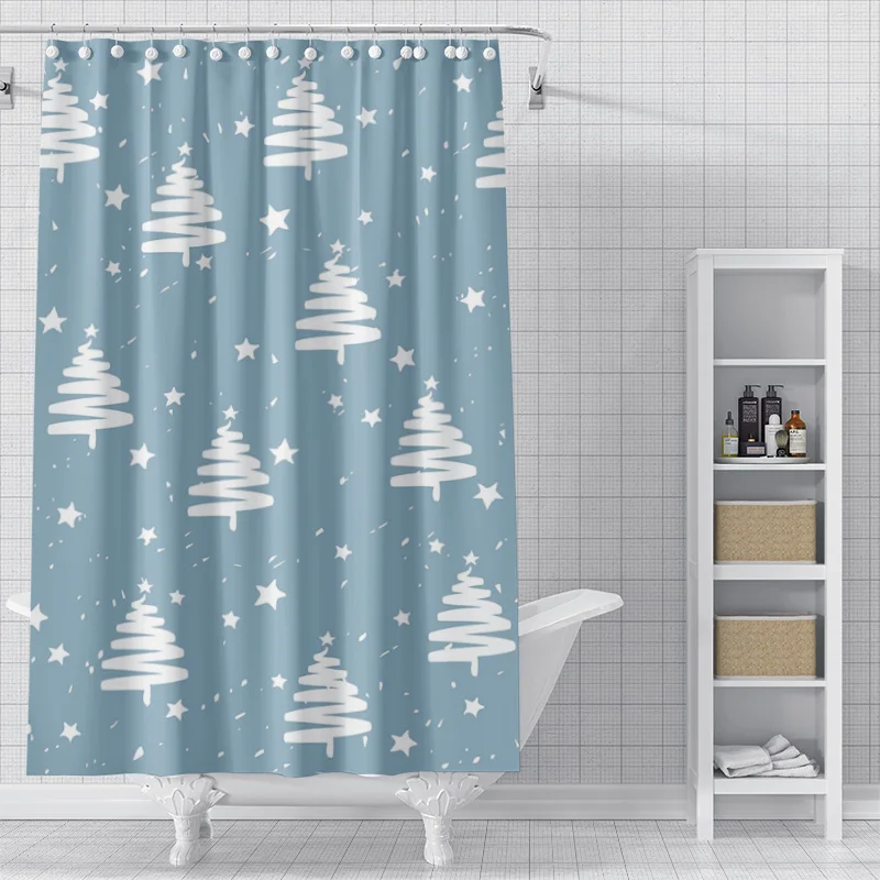 Home decoration shower curtains for bathroom waterproof curtain fabric Modern Nordic style Living Room Merry Christmas winter