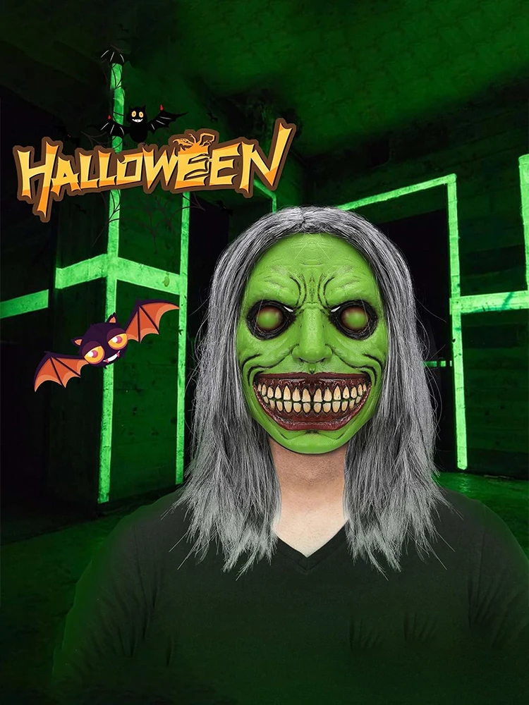 

Halloween White Eyed Devil Mask Reusable Adjustable Scary Mask Smile Exorcist Mask Halloween Party Decoration Maskscarnaval mask