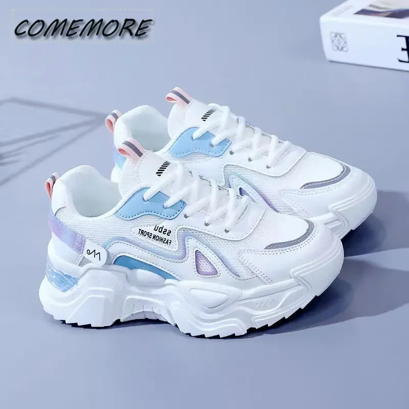 Scarpe da donna 2024 New Fashion Mesh traspirante All-match scarpe Casual stringate scarpe con plateau femminili Sneakers donna Zapatos Mujer