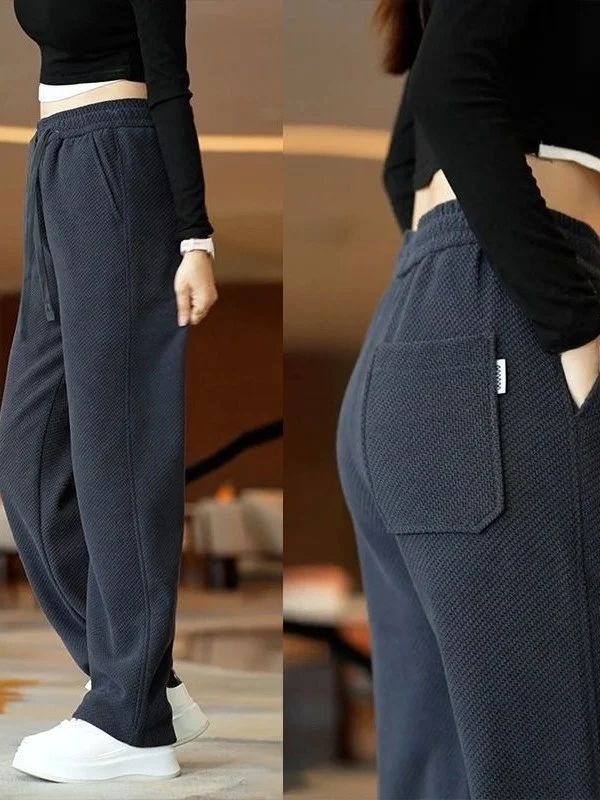 

Men's Knitted Fce Lined Thiened Casual Pants Straight Leg Sports Trousers Autumn Winter New Arrival Loose Fit Sweatpants