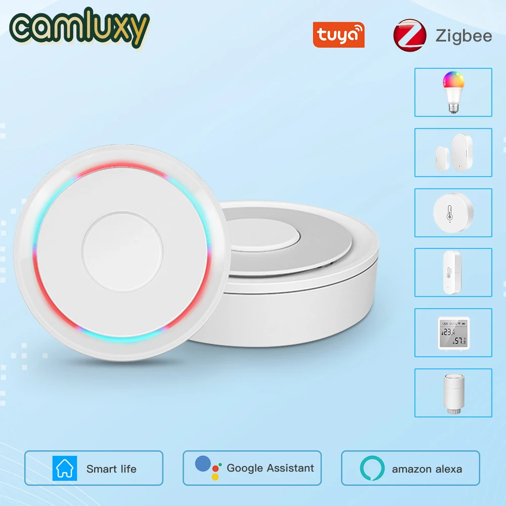 

Беспроводной/проводной хаб-шлюз Camluxy Tuya Zigbee 3,0, мост для умного дома, дистанционное управление, работает с Alexa Google Assistant