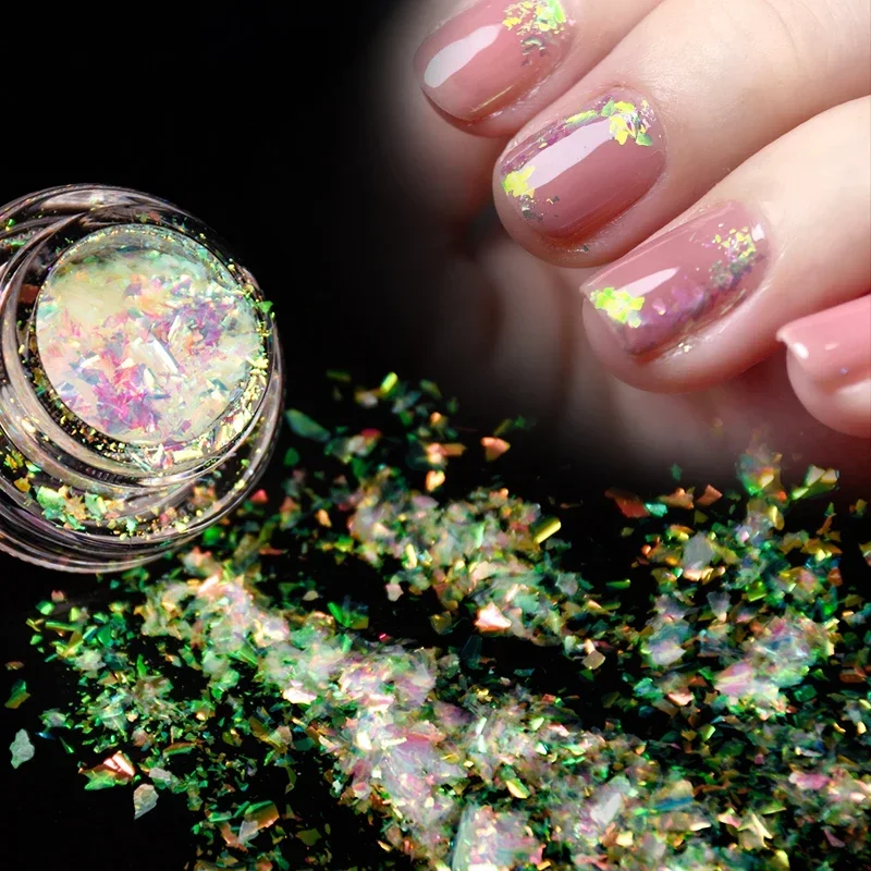 DEROI-Auroral Brilhante Nail Sequins Decoração, Glitter DIY Brocade Pó, Manicure Pigmento, Unhas Acessórios, 2023