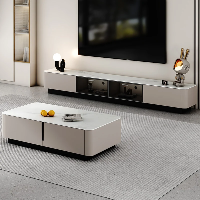 

High-quality Solid Wood Stone Board Vertical TV Cabinet Living Room Coffee Table Floor-standing Simple Modern Home Furniture