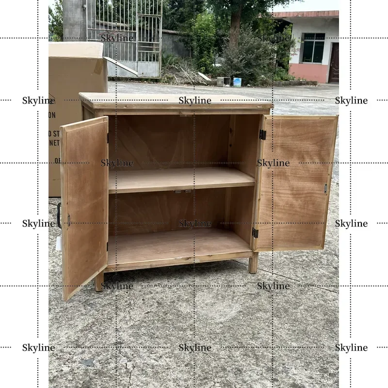 Vintage Carved Wood Storage Cabinet, New Retro Style Solid Wood Furniture with Premium Export Packaging