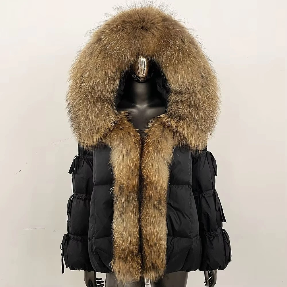 Hooded Winter Jacket Women Duck Down Coat with Fur Collar Puffer Design Quilted Ultra Warm Insulated for Outdoor Snow Season