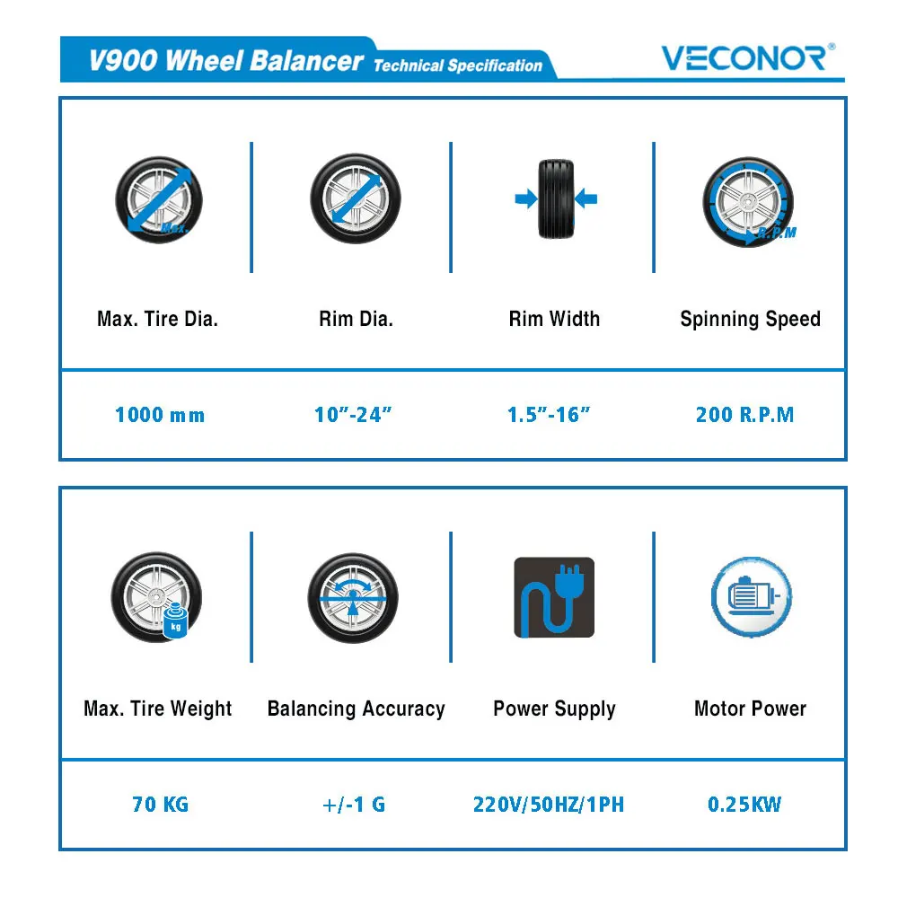 V900 Semi-automatic Car Wheel Balancer with CE for Car Wheels up to 24\