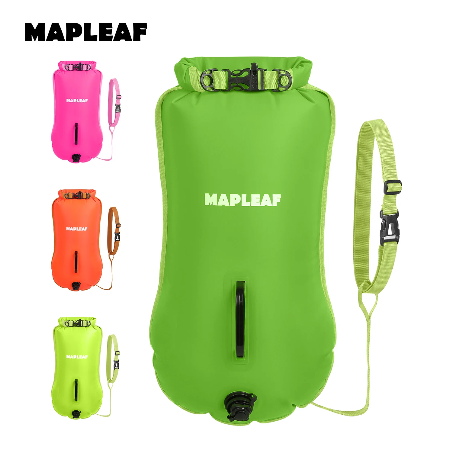 

MAPLEAF Inflatable Open Swimming Buoy Tow Float Dry Bag Beach Water Sports Storage Dry Bag Swimming Bag Double Air Bag