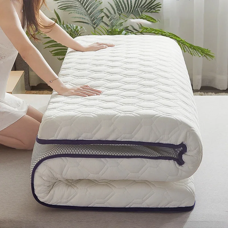 Thickened Folding Latex Mattress Home Dormitory Hotel Non-slip Single Double Cotton Mat Cushion Tatami for King Queen Size Bed