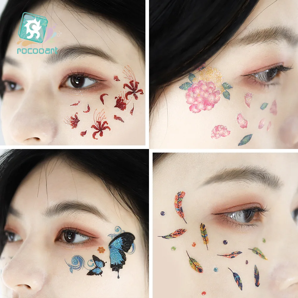 

New Waterproof Glitter Face Stickers Temporary Tattoos Face Stickers For Concerts, Music Festivals Size:120 × 158mm