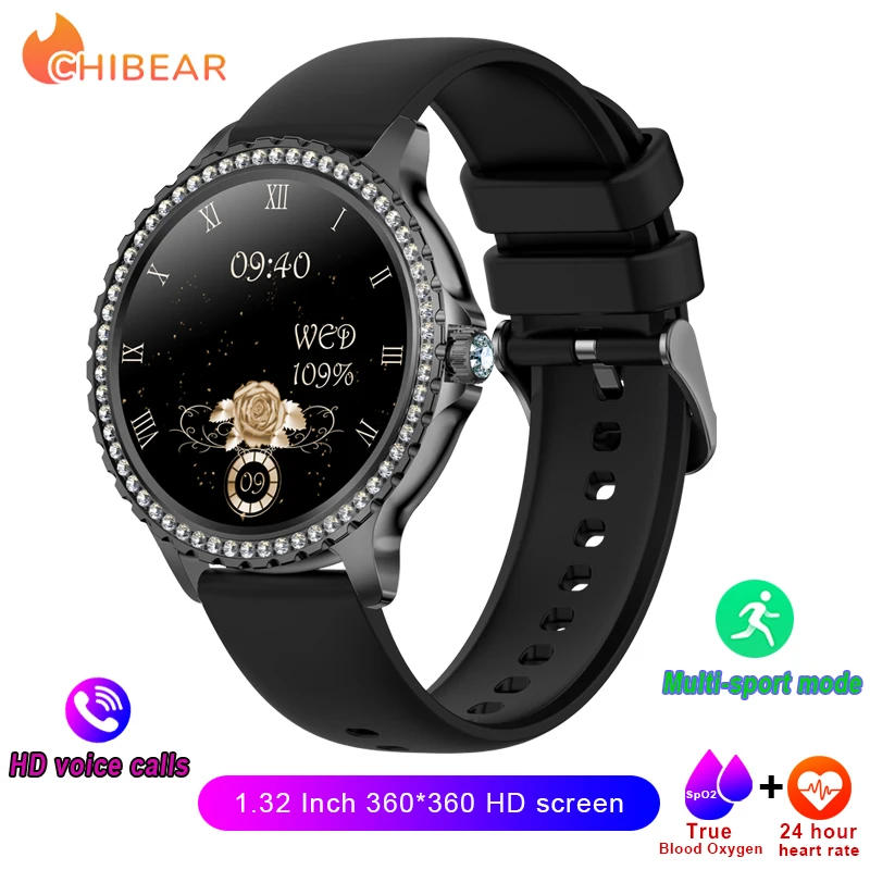 AMOLED-scherm Smart Watch Hartslag Bloed Zuurstof Mode Damesarmband 2023 Bluetooth Oproep Smartwatch Dames voor Android IOS