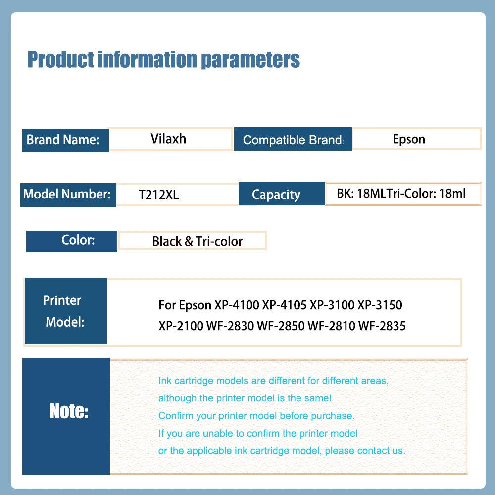 Vliaxh North America 212 XL 212XL T212XL T212 Ink Cartridge for Epson WorkForce WF-2830 WF-2850 Expression home XP-4100 XP-4105