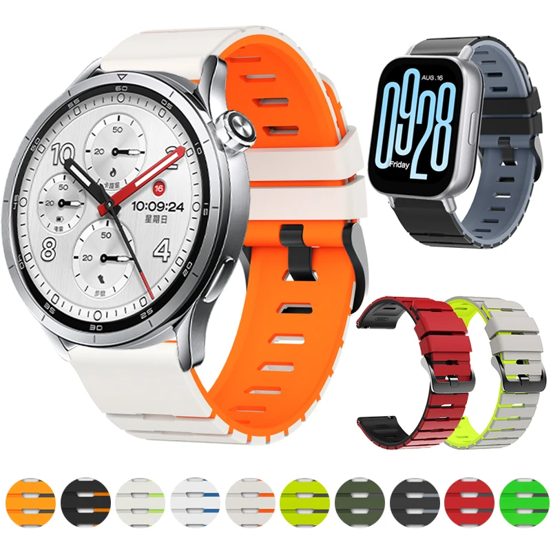 Sportarmband für Xiaomi Watch 5 S5 S4 S3 S2 S1 MiWatch Color 2 Zweifarbiges Silikonband für Redmi Watch 5 Active 5Lite 22mm Correa