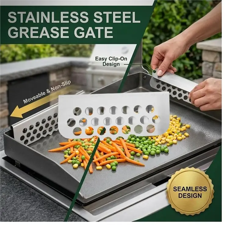 [HOT!A34R】 Grease Gate Blocker For Griddle Compatible For Griddle Accessories Grease Catcher