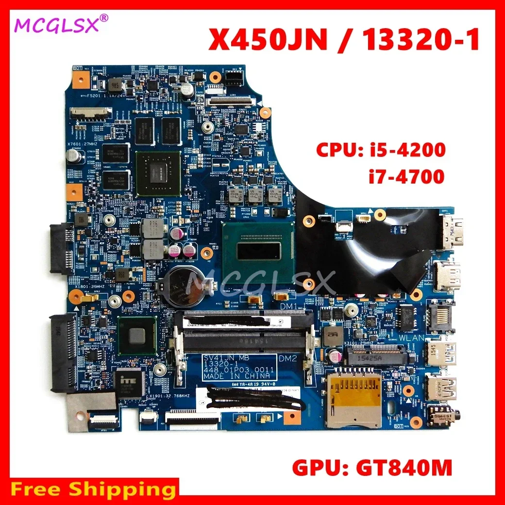 13320-1 Mainboard For ASUS X450J X450JN SV41JN X450 A450J A450JN Laptop Motherboard With i5-4200/i7-4700 CPU GT840M GPU