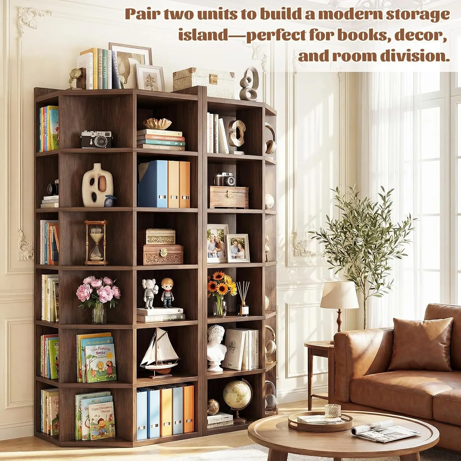 7-Tier Corner Cube Bookshelf, Corner Cabinet, Customized