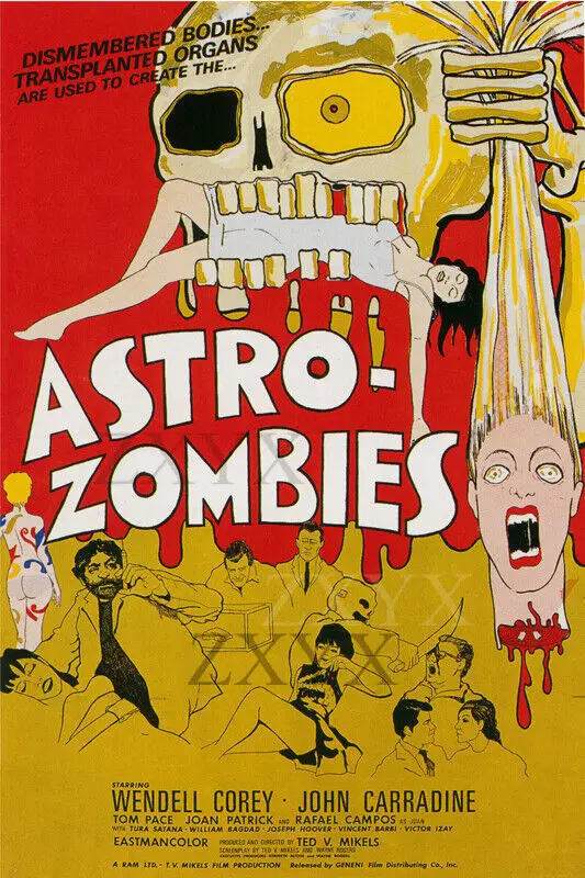 Vintage Science Fiction Horror Movie Poster Astro Zombies