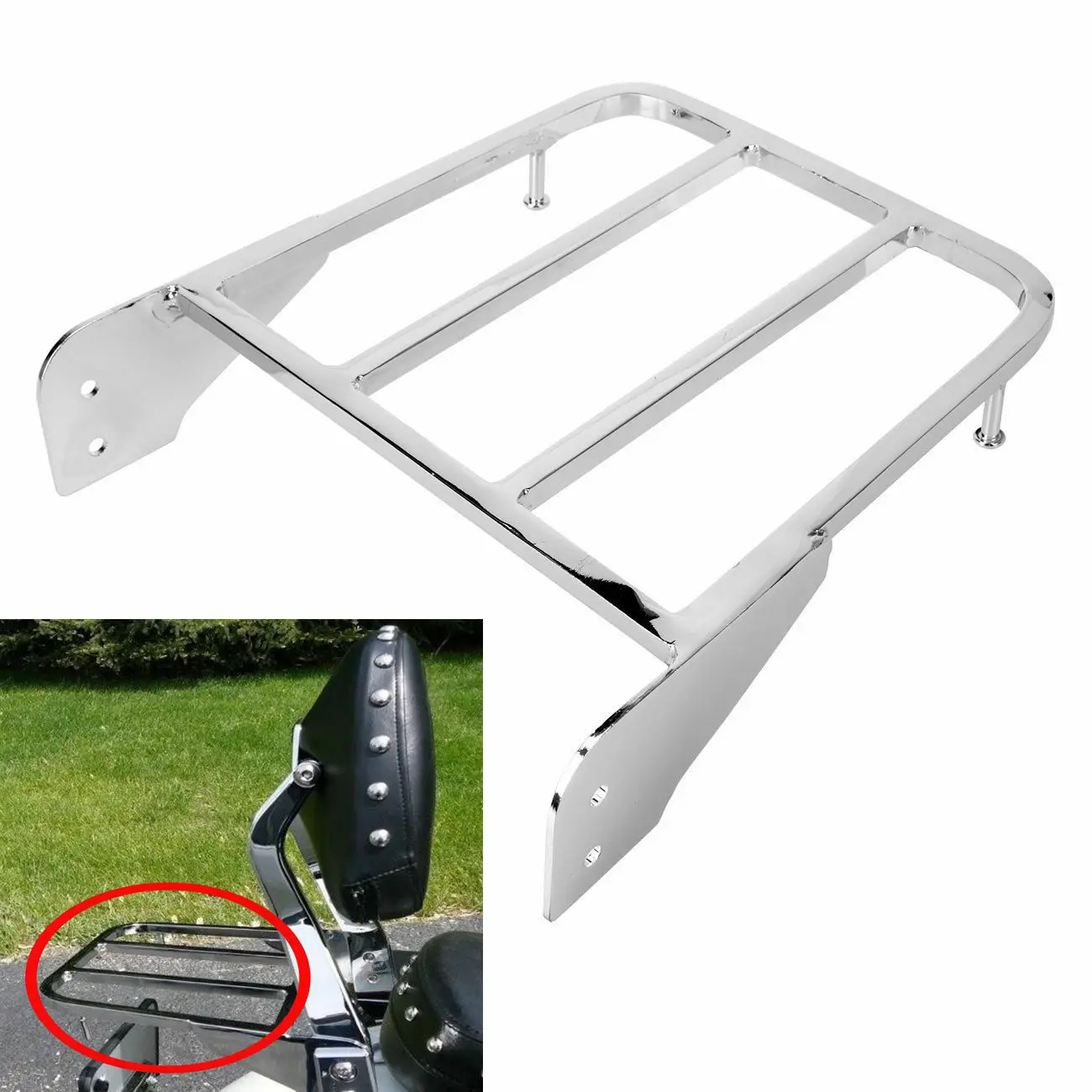 Sissy Bar Luggage Rack for Suzuki Intruder/Volusia VL800 2001-2011 & Boulevard M50 2005-2009 & C50 2005-2011 Chrome Color