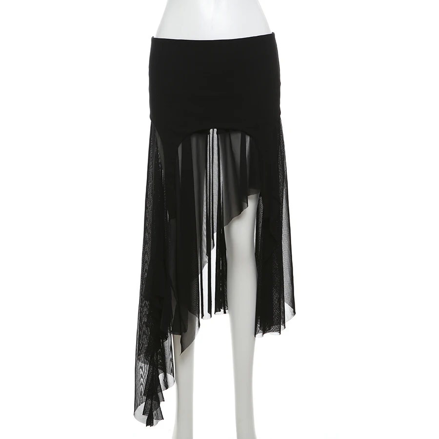 Nibber 2026 Sommer Einfarbiger Schlichter Alltagstauglicher Sexy Gerippter High-Street Trendiger Cooler Damen Laminierter Rüschenrock – Detail 15