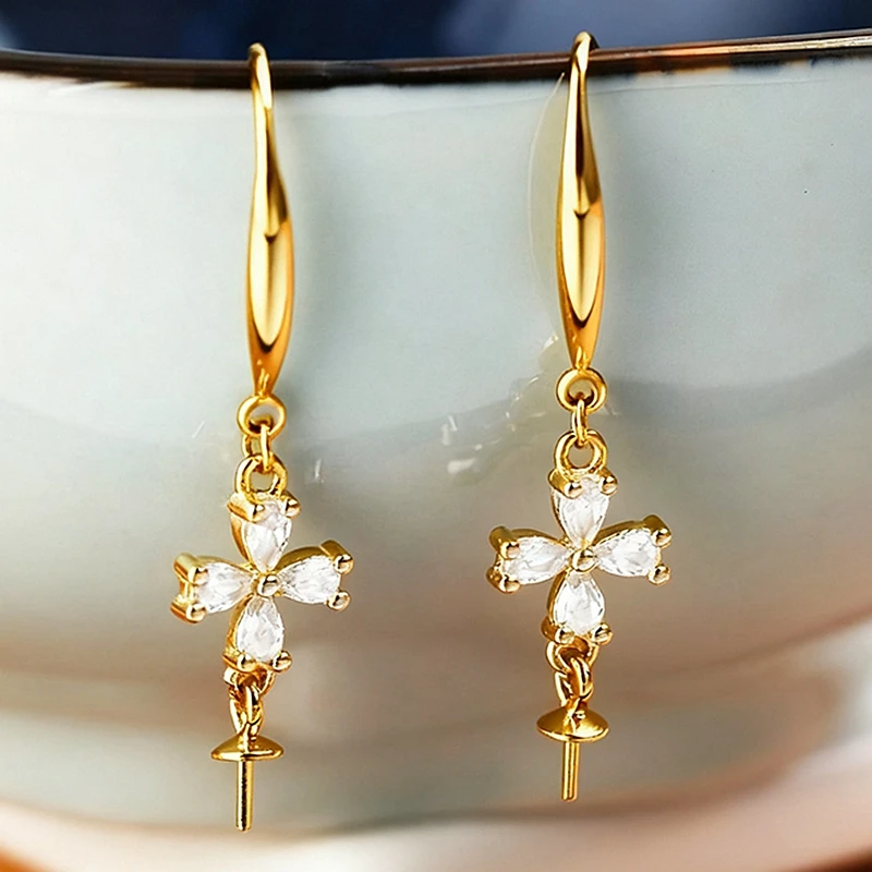 

Женские серьги-крючки из стерлингового серебра 925 пробы, круглые бусины с желтым золотом и жемчугом, полукрепленные серьги с фианитом