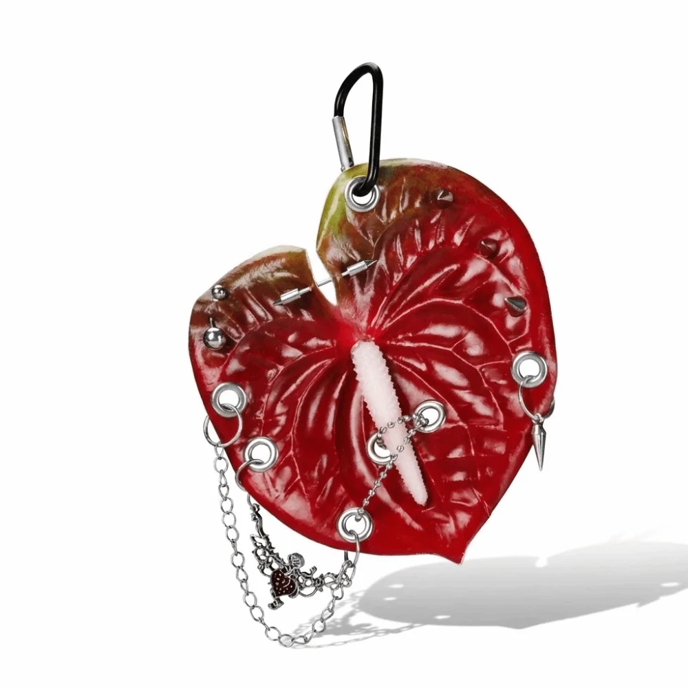 

Simulation Flower Flower Bag Pendant Handmade Drilling and Puncture Colorful Goosefoot Leaf Bag Decor Backpack Decoration