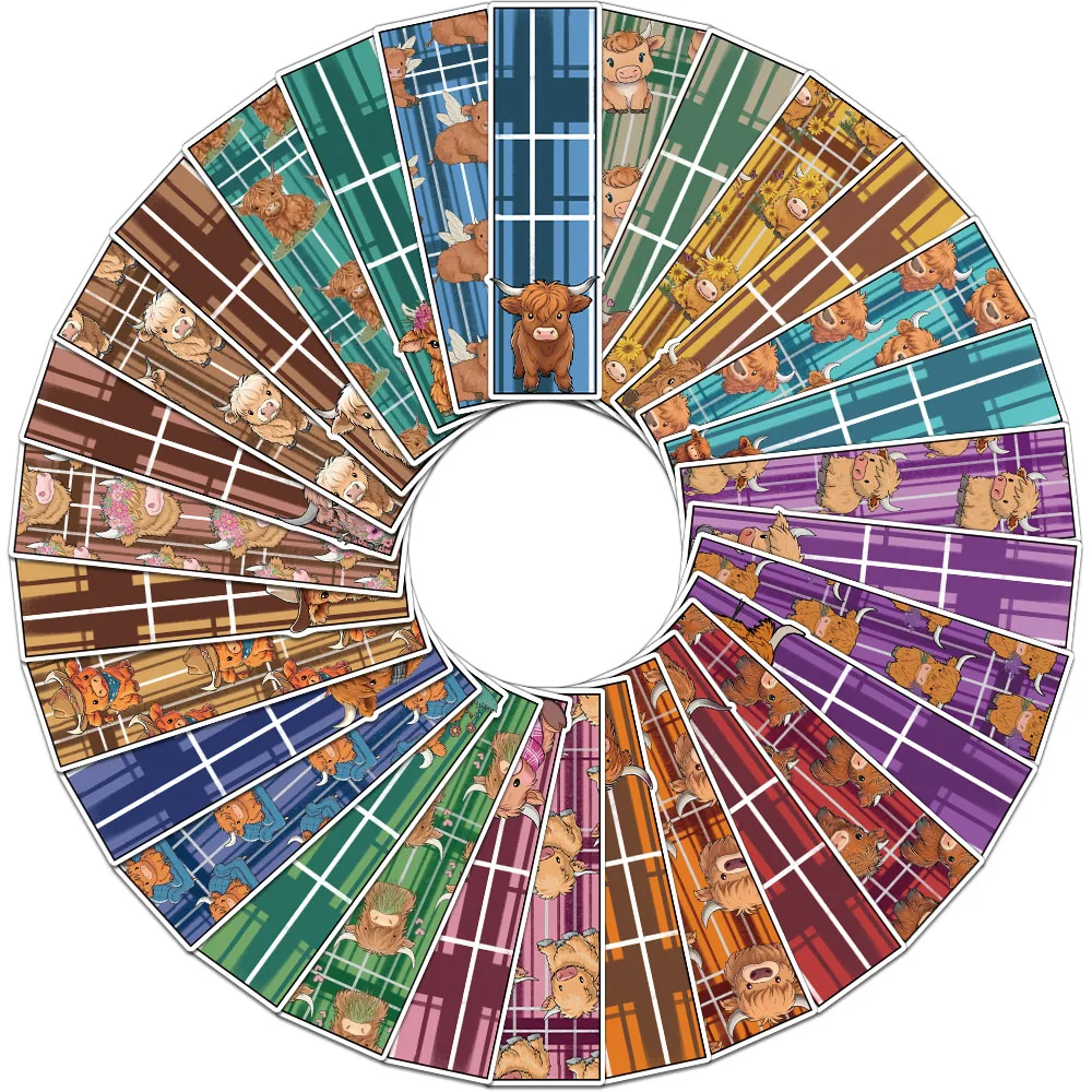 

30PCS Creative Highland Cow Tartan Bookmarks Decorate Student Books Page Annotations Gift Decorations Bookmarks