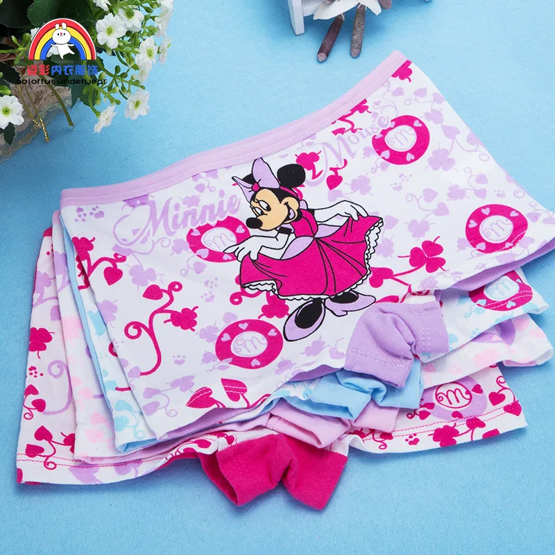

4pcs Miniso for Minnie Mouse Girls Panties Cartoon Bottoms Children's Cotton Panties Boxer Briefs for 2-10years Kids for Gifts