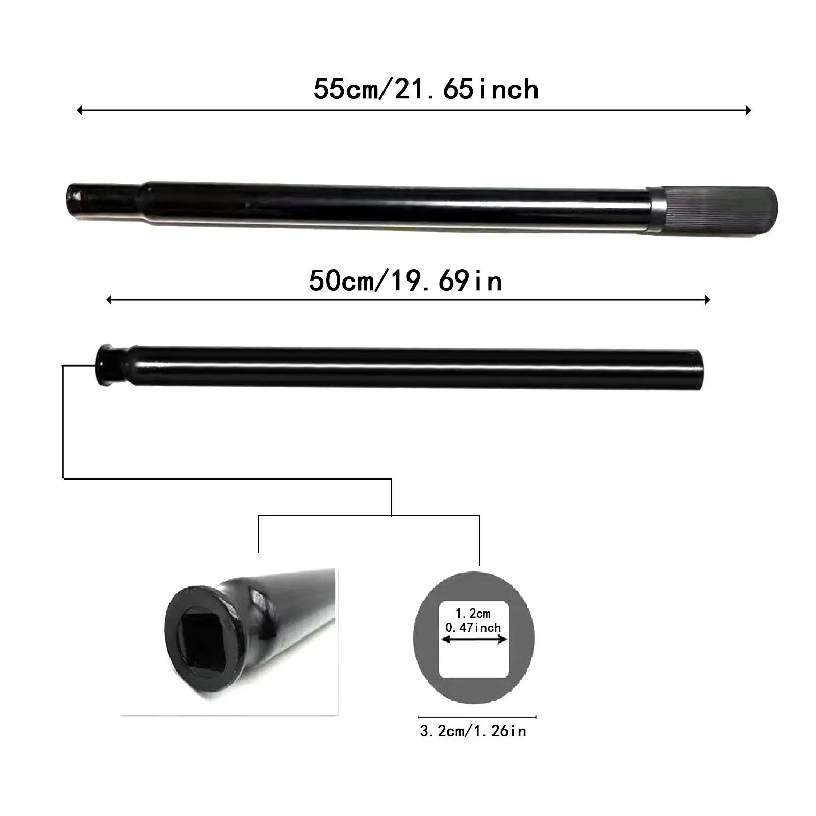3 Tonnen horizontaler hydraulischer Wagenhebergriff, 12 mm Durchmesser, quadratisches Loch, Kfz-Wagenheber-Zubehör für automatisches Heben von Automotive