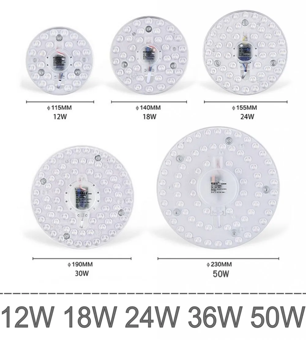 Painel de LED circular de 50W 36W 24W 18W 12W, lâmpada circular de teto SMD LED, placa circular de LED, AC 220V 230V 240V.