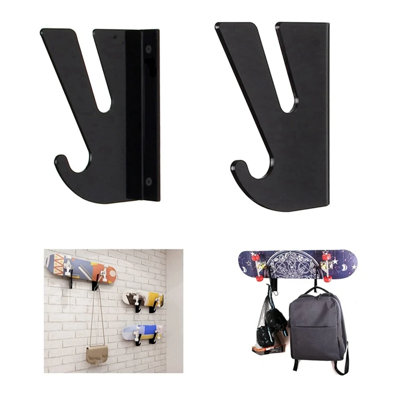 Acrílico Skate Wall Mount, Display Rack, suporte com gancho gancho