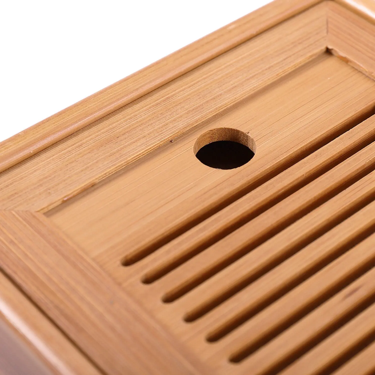 AF93-Bambus-Teetabletts, Kung-Fu-Teezubehör, Teetablett, Tisch mit Abtropfgestell, 25 x 14 x 3,5 cm, chinesisches Tee-Serviertablett-Set